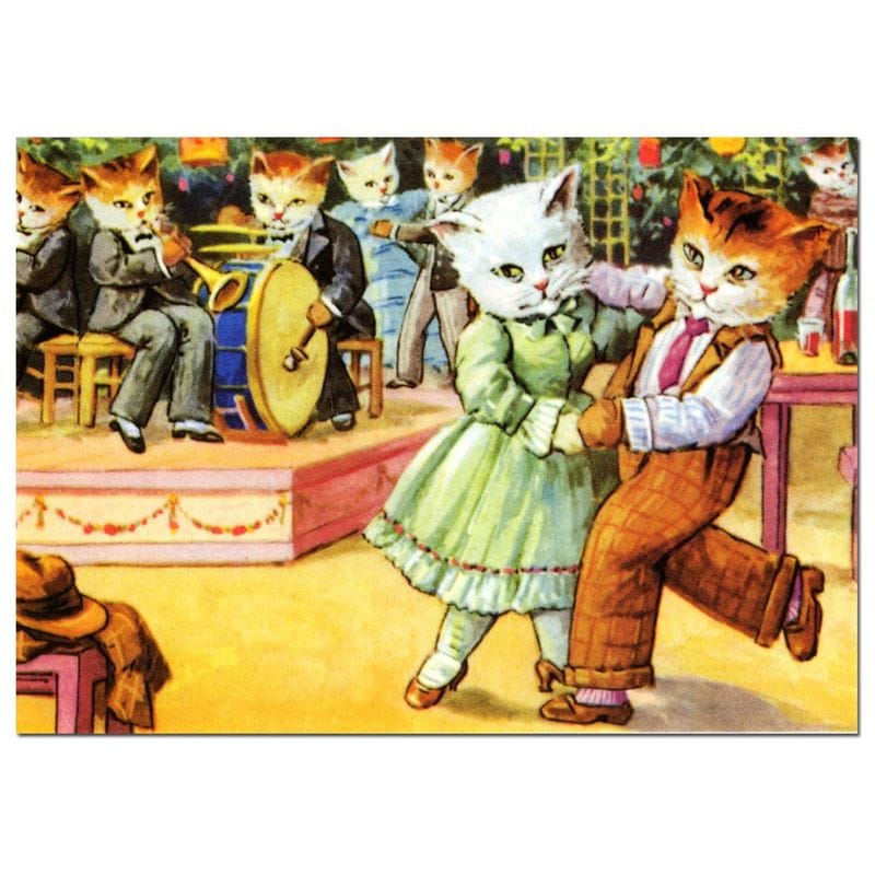 オーケストラの前で踊る2匹の猫 ポストカード | 新入荷アイテム一覧