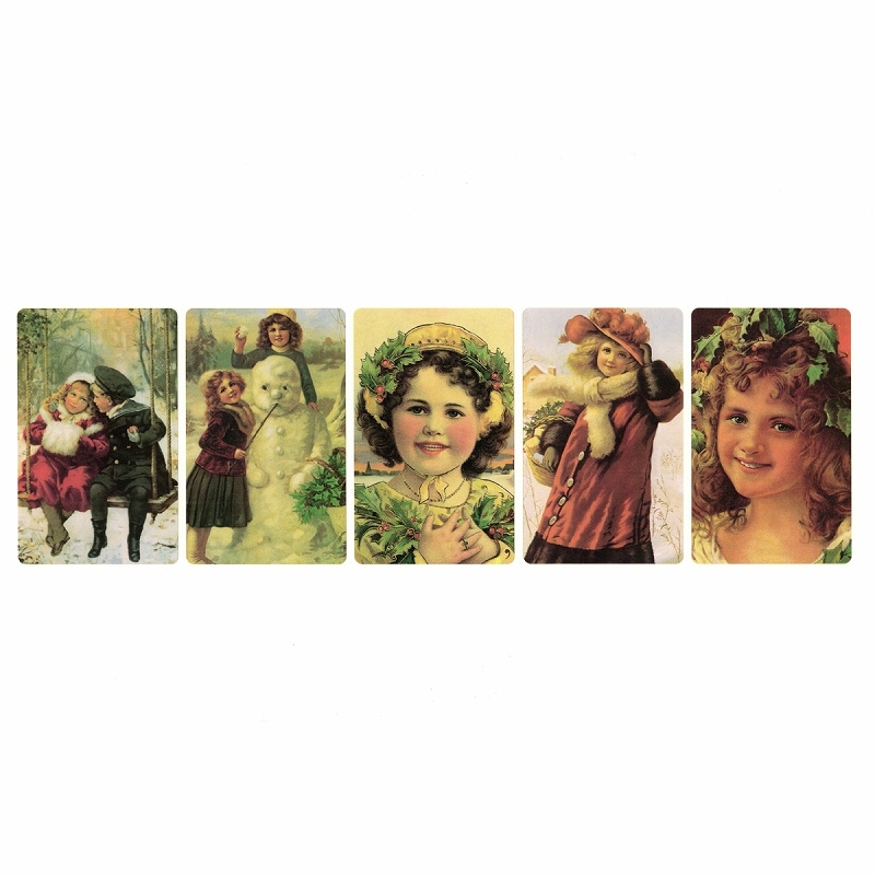 Victorian Greetings シール 5枚セット 紙素材 (冬のこどもたち)