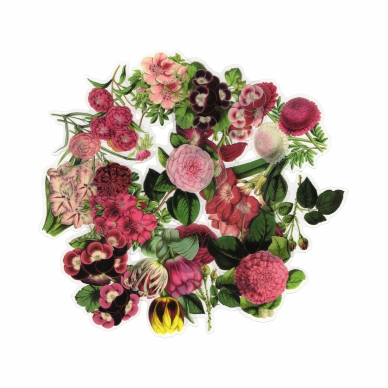 フレークシール セット スクラップ素材 (植物の秘境シリーズ×ピンク） PET素材