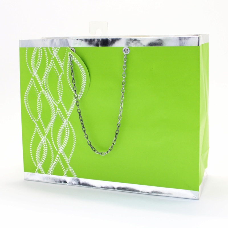 The Gift Wrap Company ギフトバッグ （グリーン×波線）