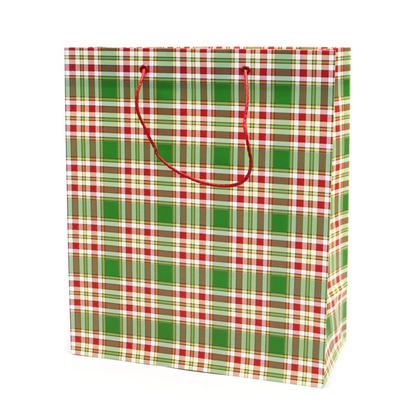 The Gift Wrap Company ギフトバッグ チェック柄   (レッド×グリーン×ホワイト）