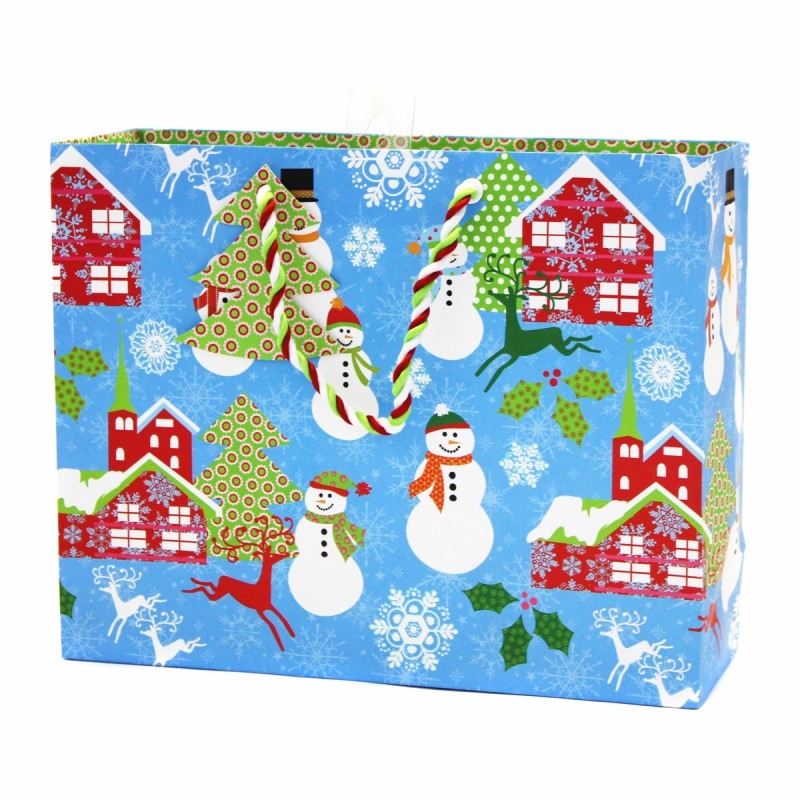 The Gift Wrap Company 【クリスマス】 ギフトバッグ  (ブルー×クリスマスの町）