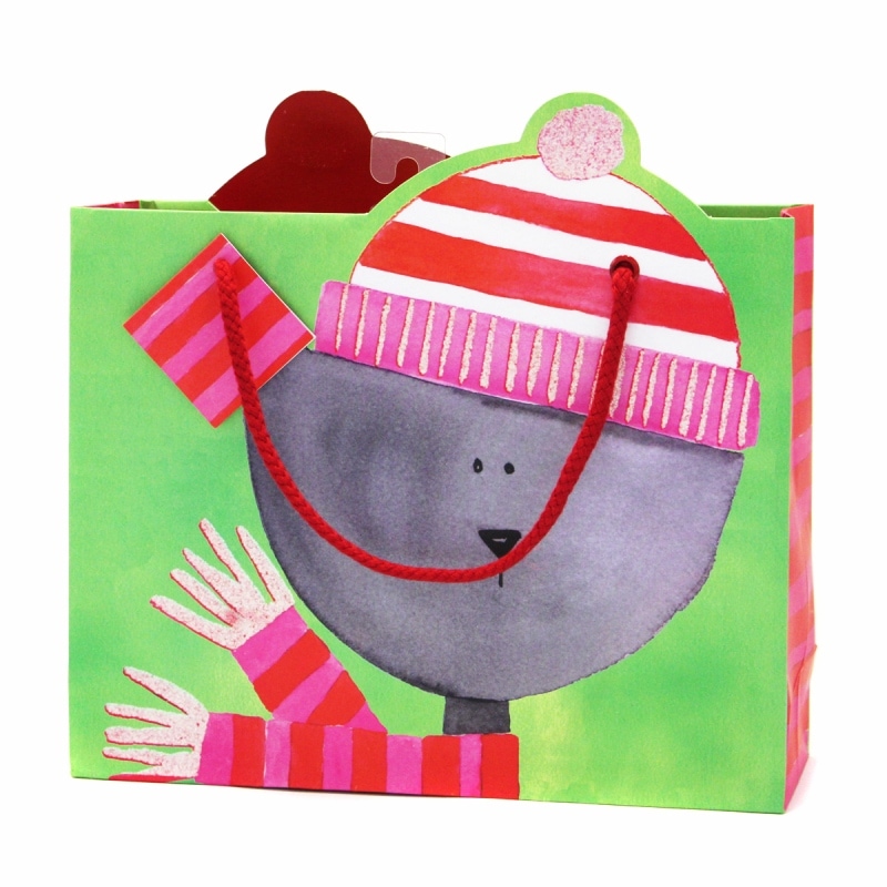 The Gift Wrap Company 【クリスマス】 ギフトバッグ  (グリーン×ネコの冬支度）