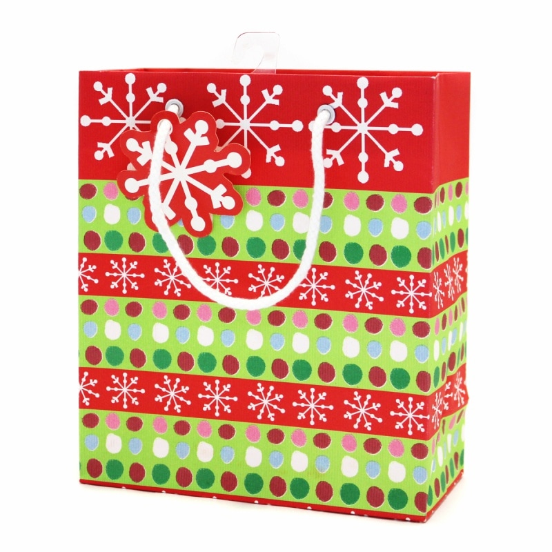 The Gift Wrap Company 【クリスマス】 ギフトバッグ Sサイズ (雪の結晶×水玉）