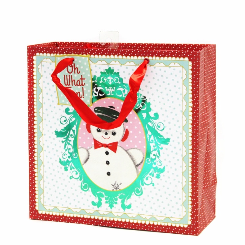 The Gift Wrap Company 【クリスマス】 ギフトバッグ (グリーンフレーム×スノーマン）