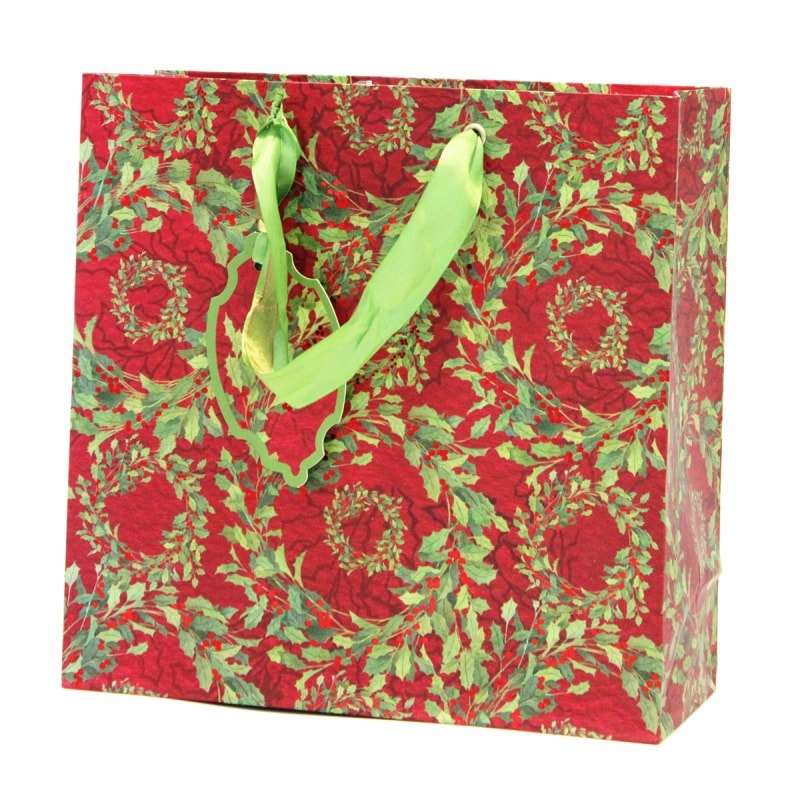 The Gift Wrap Company 【クリスマス】 ギフトバッグ (レッド×ヒイラギのリース）