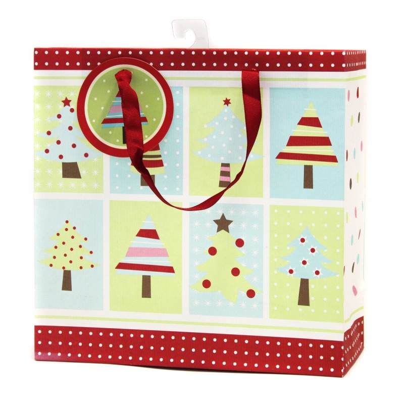 The Gift Wrap Company 【クリスマス】 ギフトバッグ (ライトブルー×ライトグリーン×ツリー）