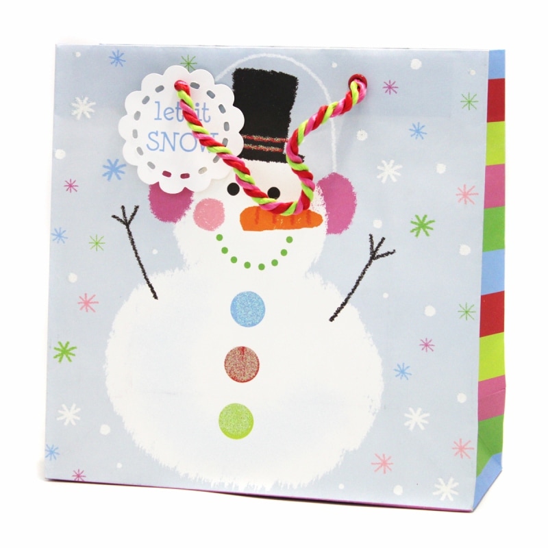 The Gift Wrap Company 【クリスマス】 ギフトバッグ (スノーマン×雪模様）