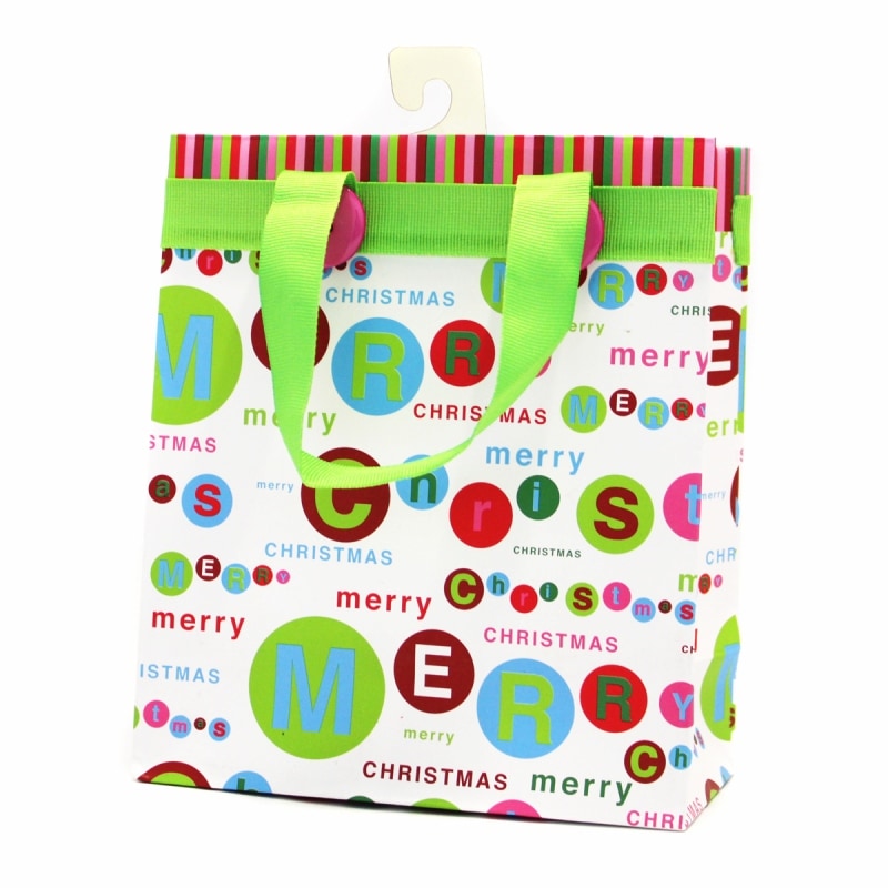 The Gift Wrap Company 【クリスマス】 ギフトバッグ Sサイズ (メリークリスマス×水玉）