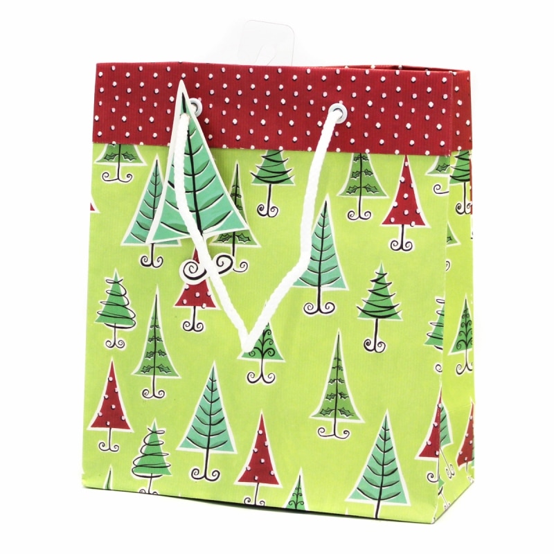 The Gift Wrap Company 【クリスマス】 ギフトバッグ Sサイズ (グリーン×ツリー）