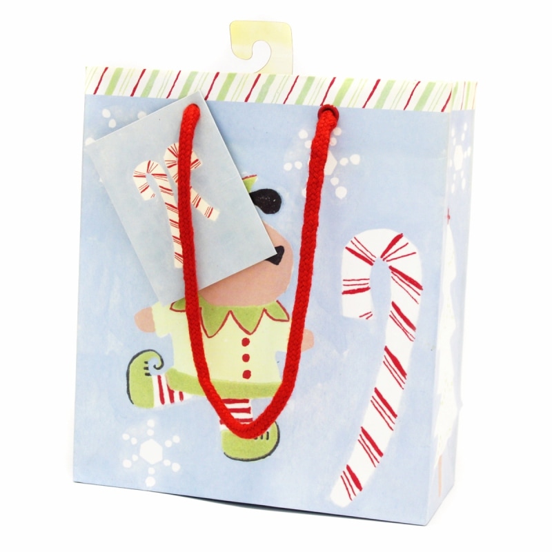 The Gift Wrap Company 【クリスマス】 ギフトバッグ Sサイズ (ブルー×子犬）