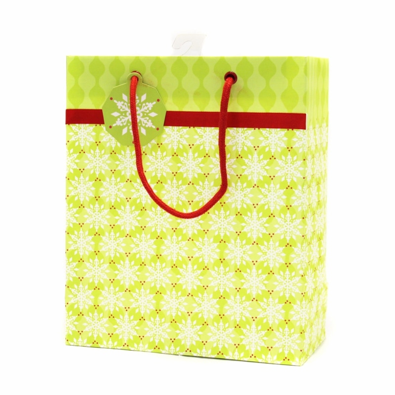 The Gift Wrap Company 【クリスマス】 ギフトバッグ (ライトグリーン×雪の結晶）