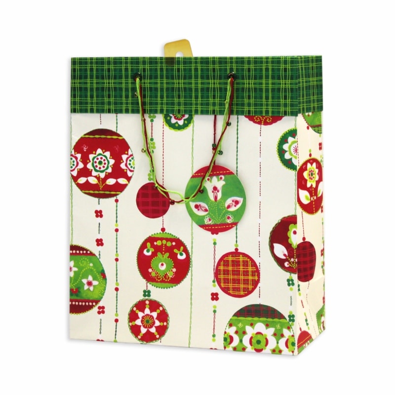 The Gift Wrap Company 【クリスマス】 ギフトバッグ (レッド×グリーン×オーナメント）