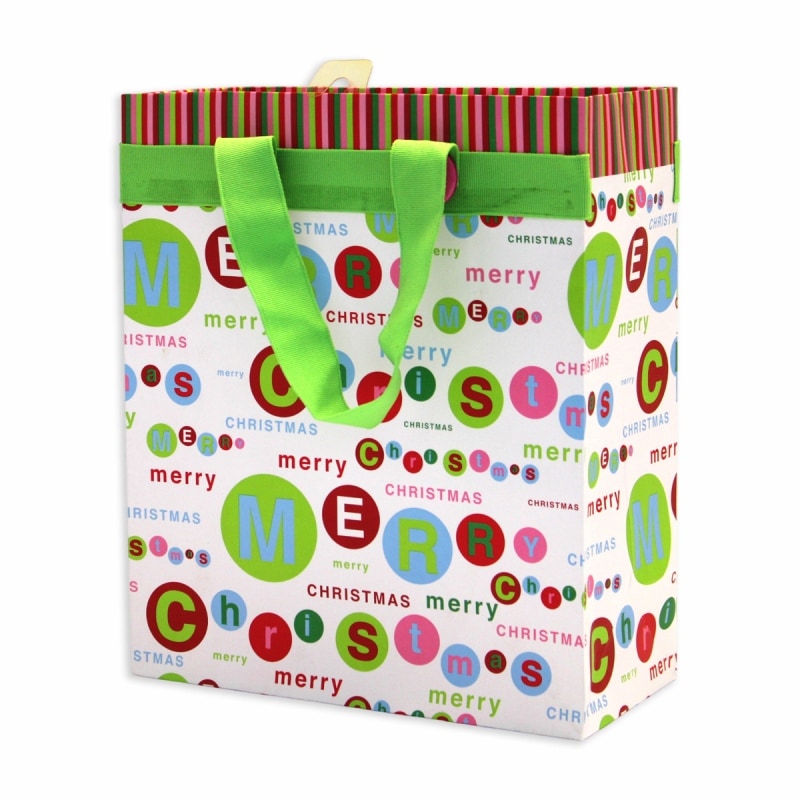 The Gift Wrap Company 【クリスマス】 ギフトバッグ (メリークリスマス×水玉）