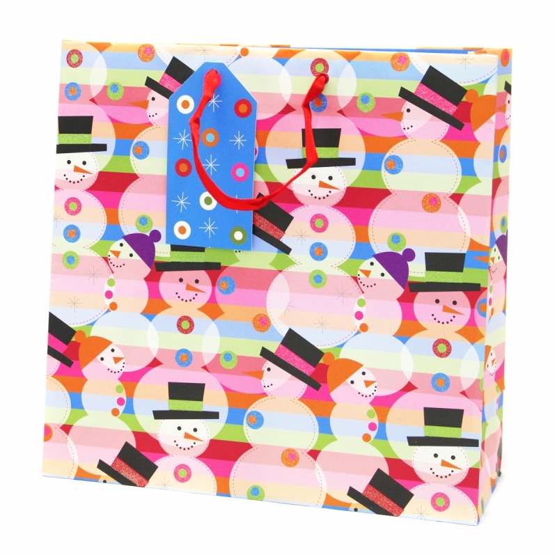 The Gift Wrap Company 【クリスマス】 ギフトバッグ (スノーマンストライプ）