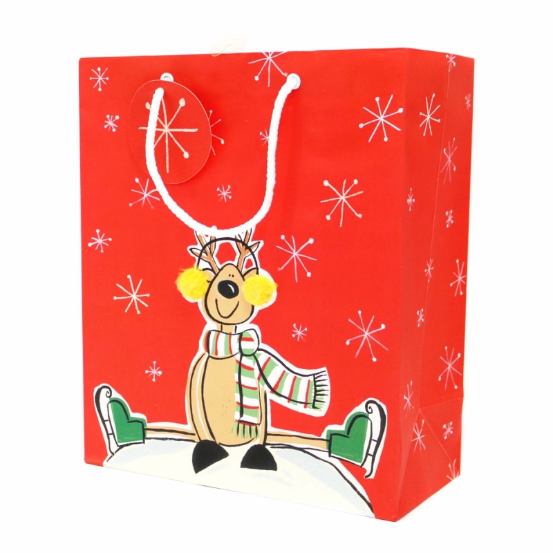 The Gift Wrap Company 【クリスマス】 ギフトバッグ (雪降る中のトナカイ）