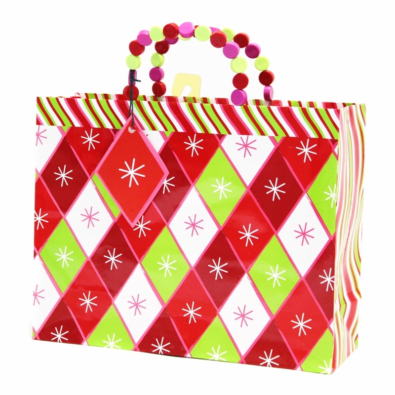 The Gift Wrap Company 【クリスマス】 ギフトバッグ (クリスマスカラー×ひし形）