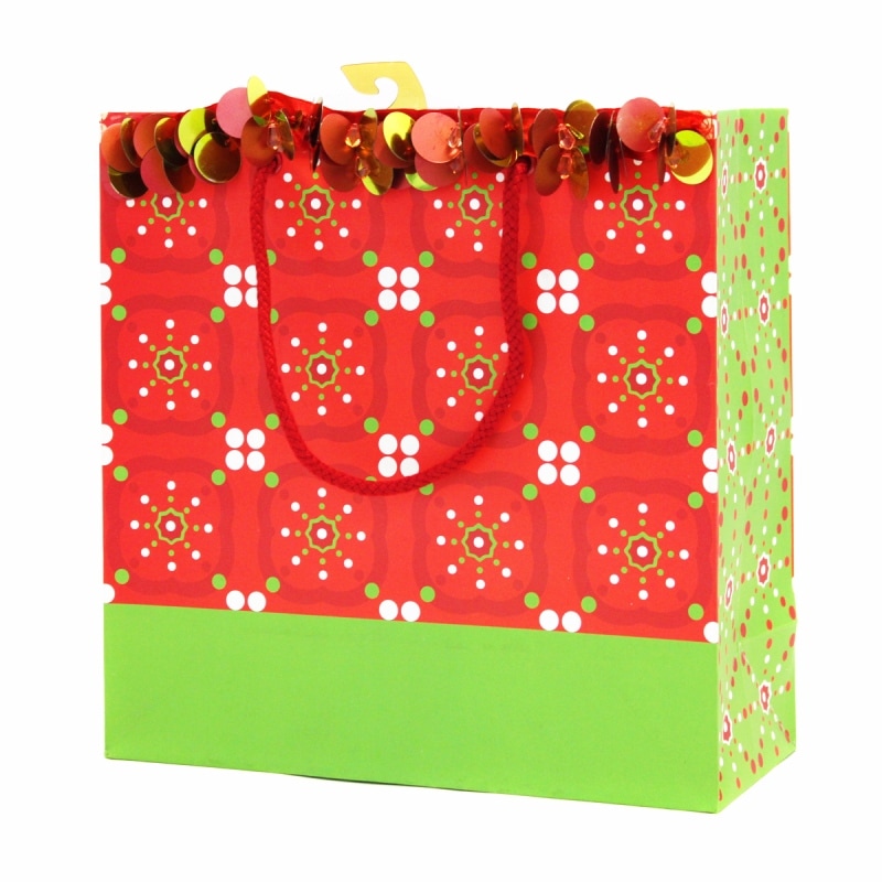 The Gift Wrap Company 【クリスマス】 ギフトバッグ (レッド×花柄）