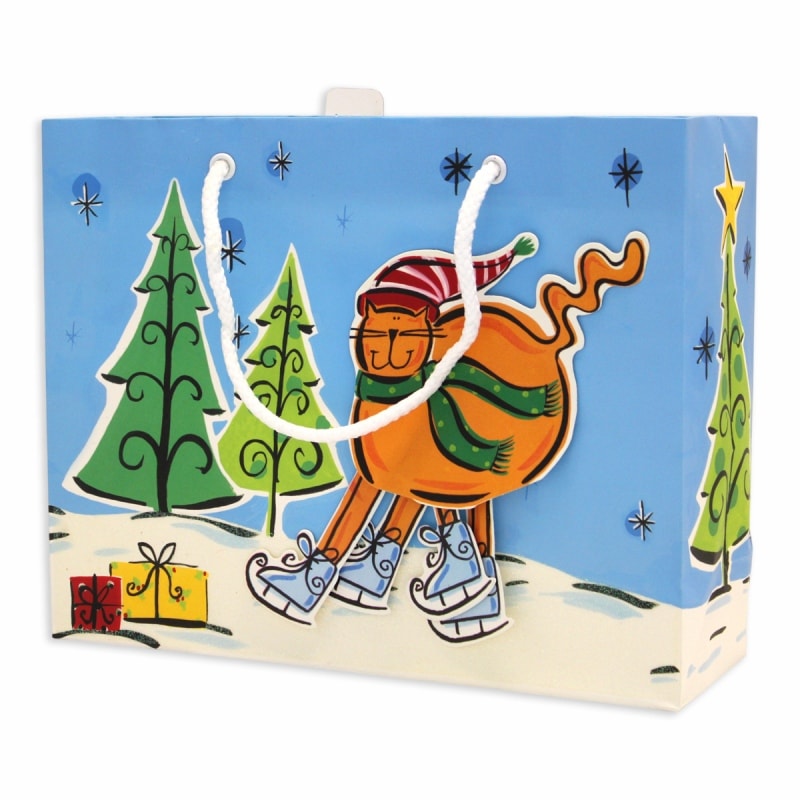 The Gift Wrap Company 【クリスマス】 ギフトバッグ (スケートをする猫）