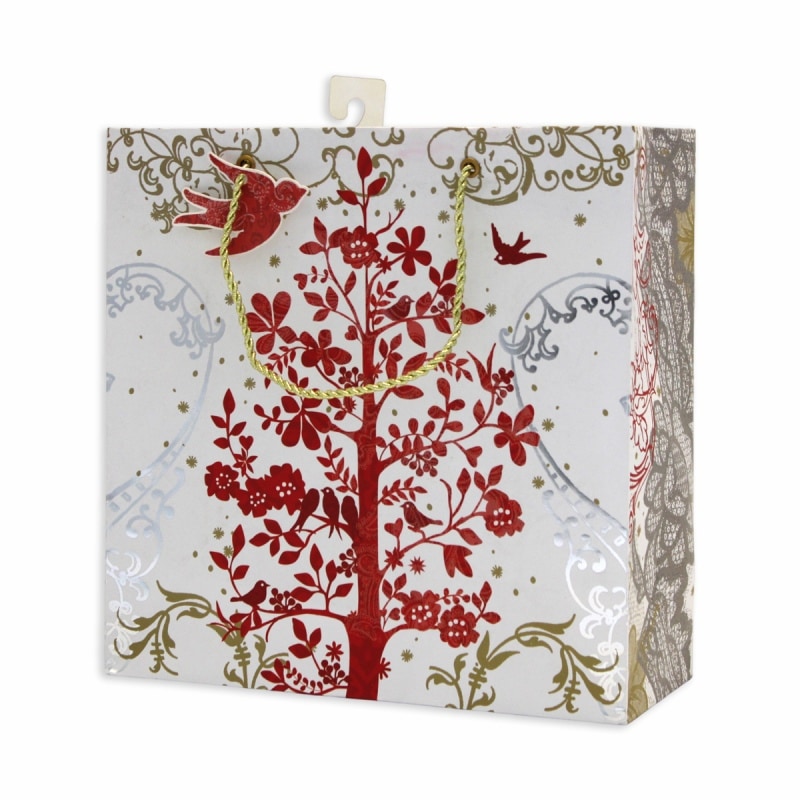 The Gift Wrap Company 【クリスマス】 ギフトバッグ (ホワイト×レッドツリー）
