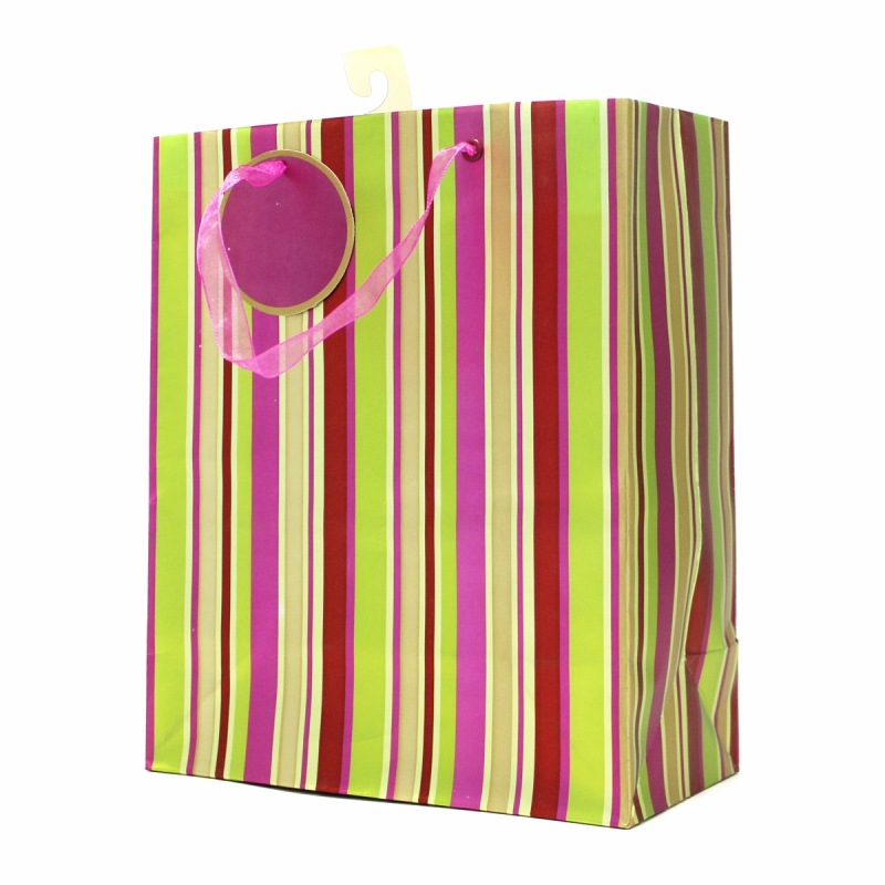 The Gift Wrap Company 【クリスマス】 ギフトバッグ (カラフル×縦ストライプ）