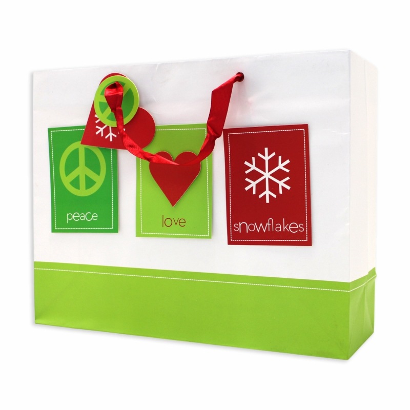 The Gift Wrap Company 【クリスマス】 ギフトバッグ (平和と愛と雪の結晶）