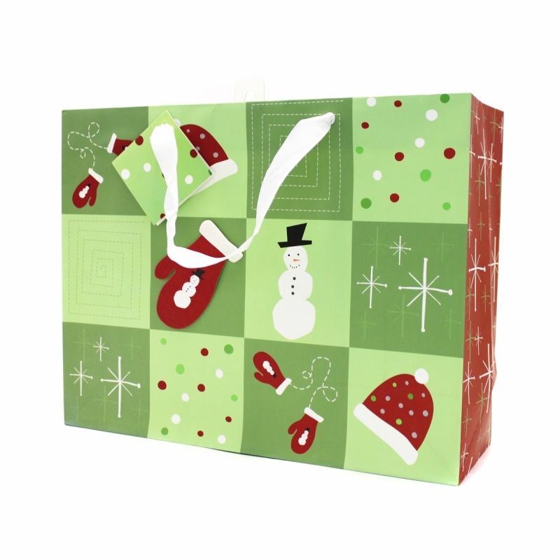 The Gift Wrap Company 【クリスマス】 ギフトバッグ (グリーン×タイル風）