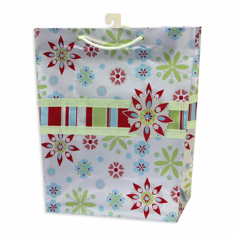 The Gift Wrap Company 【クリスマス】 ギフトバッグ Lサイズ (シルバー×雪の結晶）