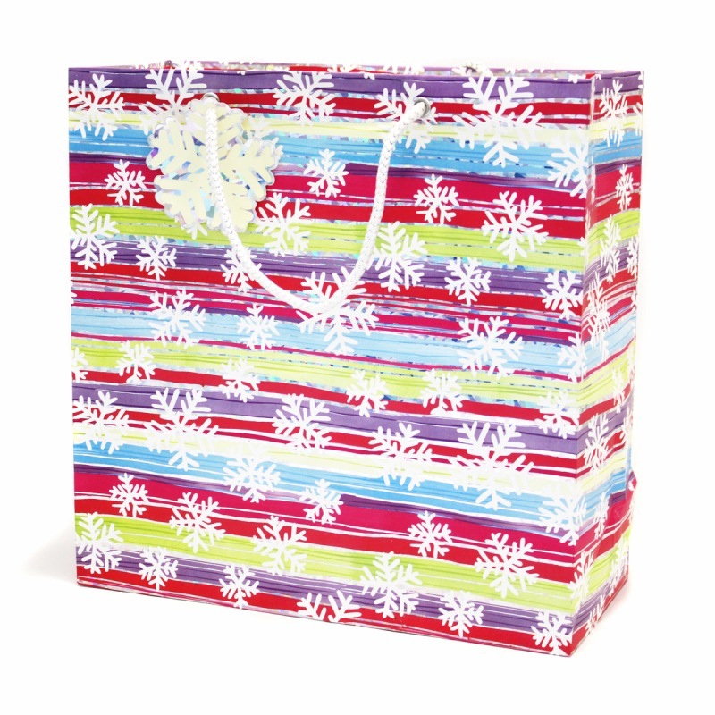 The Gift Wrap Company 【クリスマス】 ギフトバッグ Lサイズ （カラフル×雪の結晶）