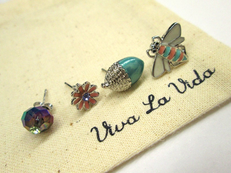 Viva la Vida　ピアス 4点セット（ピンク・Bee）