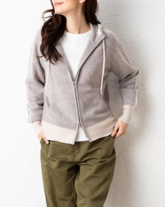 カシミヤ100%フーディパーカー|KNIT|■TOPS