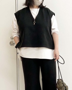 【otostyle】《即納》ニットメルトンVネックベスト（ブラックのみ）|TOPS