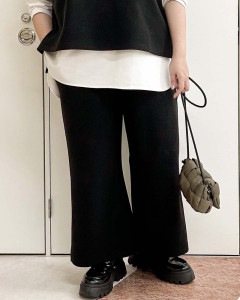 【otostyle】《即納》ニットメルトンフレアワイドパンツ（ブラックのみ）|BOTTOMS