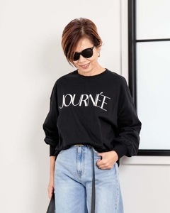 【YOKO ISHIBASHI】ロゴプリントボリュームスリーブプルオーバー|TOPS