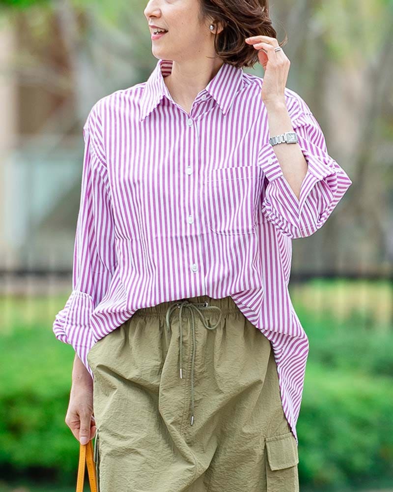 PACS ストライプシャツ ドビーストライプバンドカラーシャツ | 【公式】SPU スプ公式