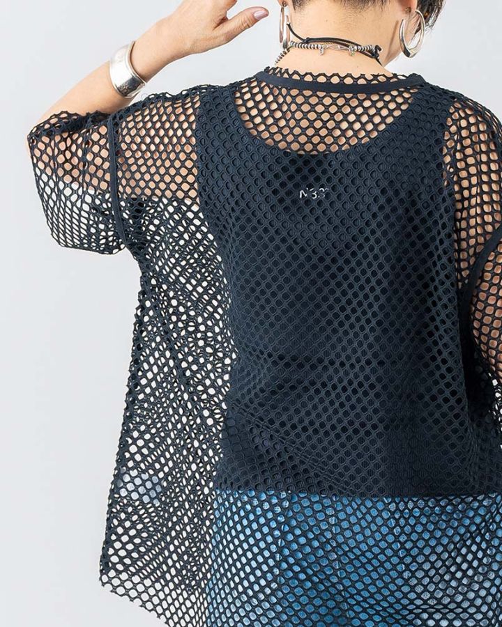 【YOKO ISHIBASHI】パイピングアクセントフィッシュネットプルオーバー