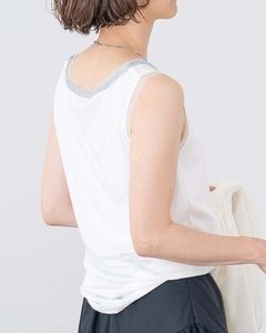 メタリックラインアクセントノースリーブプルオーバー|TOPS