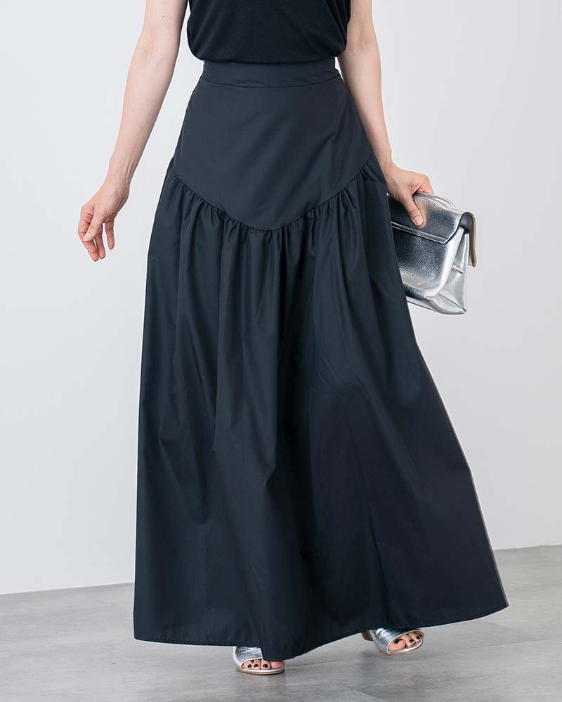 ギャザー切り替えフレアースカート