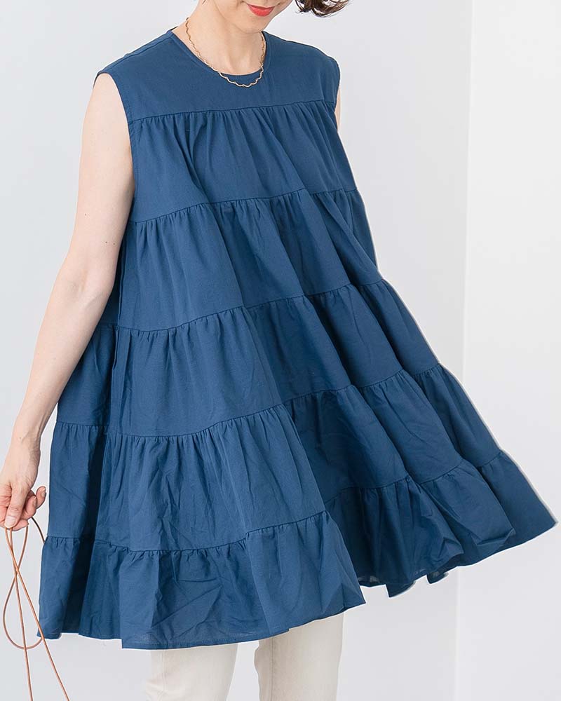 コットンギャザーティアードチュニックブラウス | TOPS | 元町ゼラール