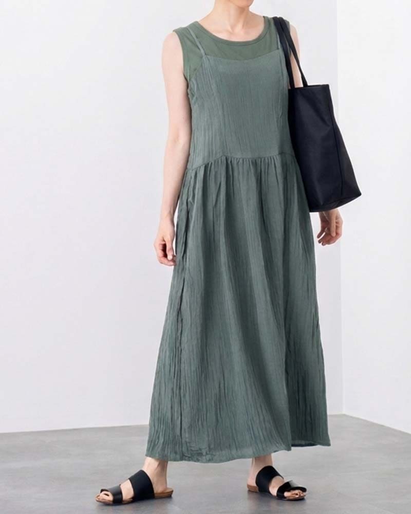 ワッシャーフレアキャミワンピース