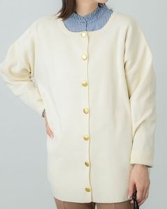 金釦アクセントスポンディッシュニットクルーネックカーディガン|TOPS