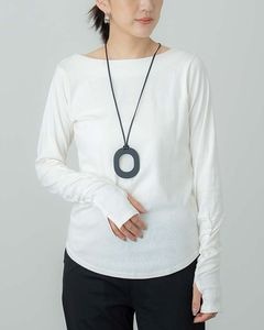 袖シャーリングボートネックプルオーバー