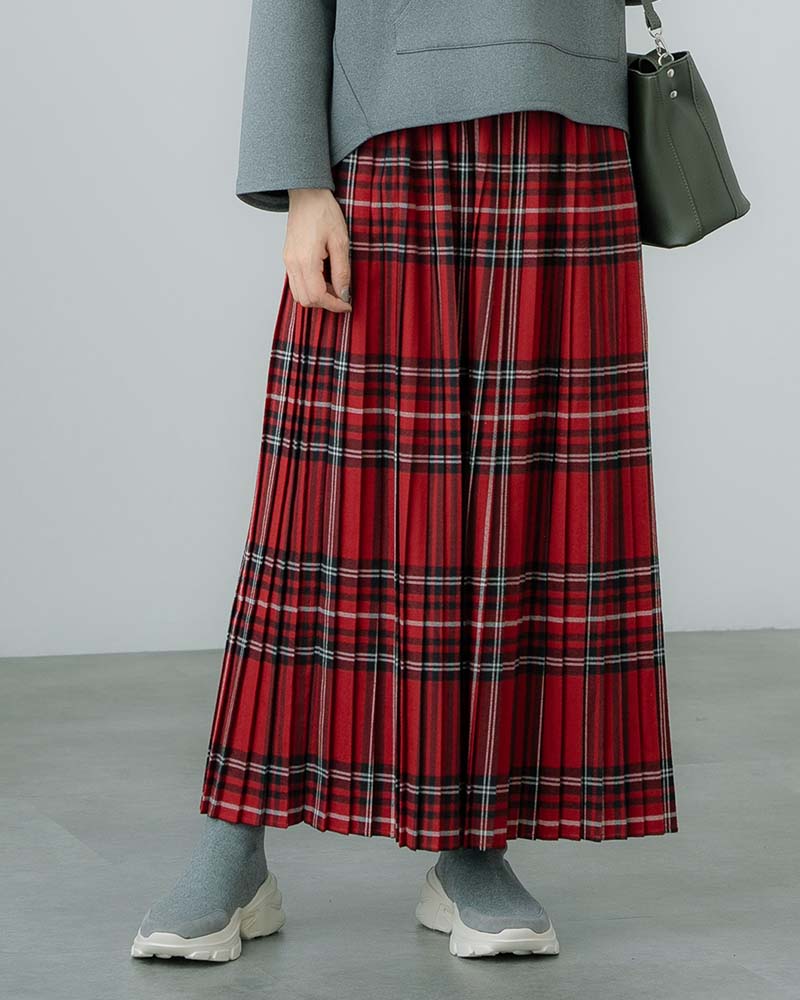 起毛チェック柄プリーツスカート | BOTTOMS | 元町ゼラール公式通販サイト