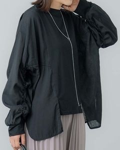 異素材切替ギャザースリーブプルオーバー|TOPS