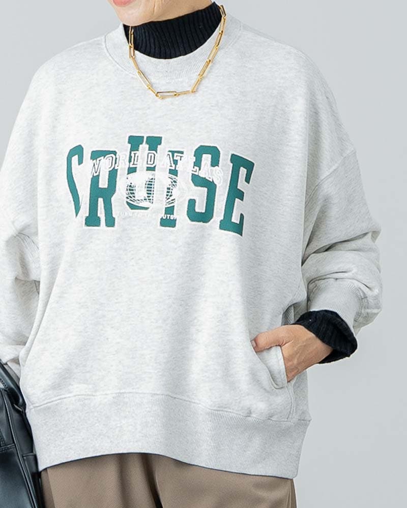 【YOKO ISHIBASHI】ポケット付きロゴプリント裏毛スウェット