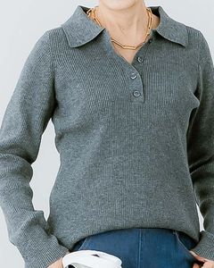 【YOKO ISHIBASHI】リブポロニットプルオーバー|TOPS