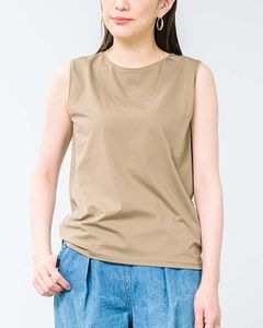 GIZAコットンハイゲージ天竺ノースリーブプルオーバー|TOPS