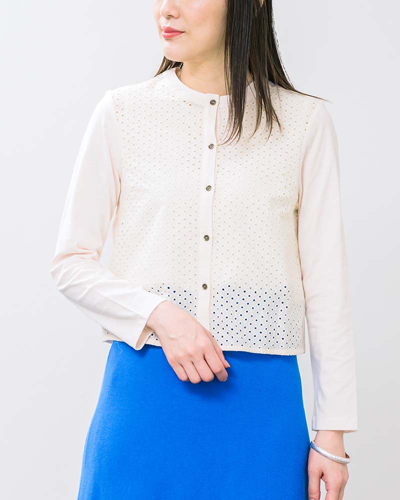 フロントカットワークデザインカーディガン