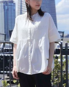 コットンピンタックAラインブラウス|TOPS