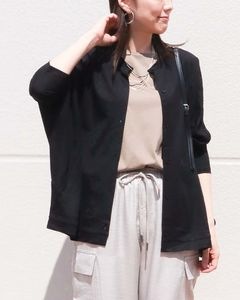 接触冷感レーヨン混ドルマンスリーブカーディガン|TOPS